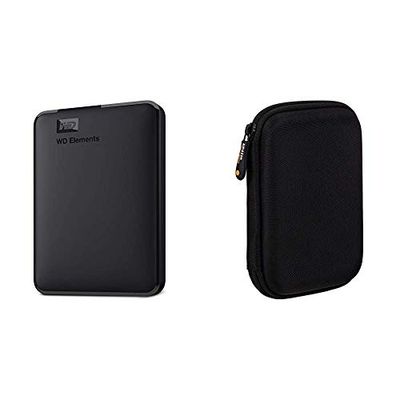 Western Digital WDBUZG0010BBK-WESN Disque Dur Externe 1 to USB 3.0 & Amazon Basics Étui pour Disque Dur Externe