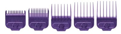 Andis - Nano-silver Magnetic Attachment 5 Combs - Suitable for Hair Clipper Trimmer, Professional Use, Easy Clean, and Long-Lasting - Small Sizes, 6", 8", 4", 3/8", and 2" - Purple