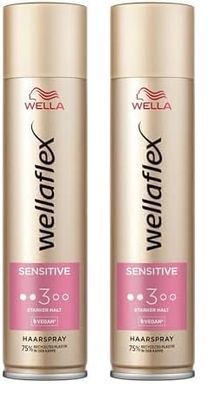 Wellaflex Spray pour cheveux Sensitive pour femme - Tenue forte jusqu'à 48 heures - Sans parfum - Doux pour le cuir chevelu - Testé dermatologiquement - Formule végétalienne - Degré de tenue 3-250
