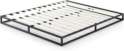 Cadre de lit plateforme en métal 15 cm Joseph ZINUS | Sommier | Support à lattes en bois | Rangement sous le lit | 180 x 200 cm | Noir