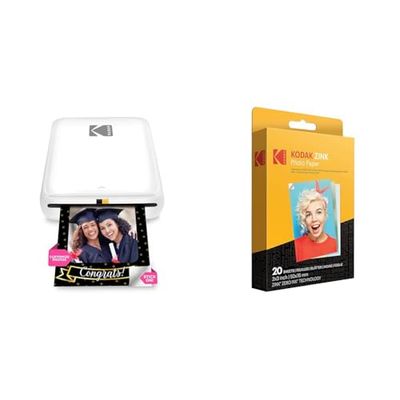 KODAK Step Impresora Móvil com Tecnologia Zink - Imprime Fotos Adhesivas + Papel fotográfico Zink Premium de 2x3 Pulgadas Compatible con cámaras e impresoras PRINTOMATIC, Smile y Step