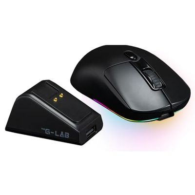 The G-Lab – Kult Titanium Pro – Mouse Wireless gaming con Base di Ricarica – Mouse Bluetooth/USB 2.4GHz/Filo Triple Modalità, RGB,12.000 DPI, 100% Personalizzabile, 100h Autonomia - PC/PS4/PS5/XBOX