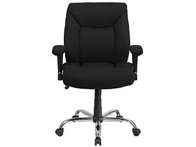Flash Furniture Hercules Series Big & Tall-400 Libras. Silla de Oficina ergonómica giratoria con Asiento Profundo y Brazos Ajustables, Metal, Tela Negra, Set of 1