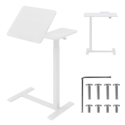 Maclean Laptop Desk Height Adjustable 755-1108 mm | Tilt up to 60° | Mobile with Wheels | Load Capacity up to 30 kg | Ergonomic & Stable | for Home Office & Office (White)