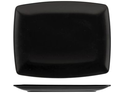 6 rechthoekige zwarte Boston steengoed borden 25x15