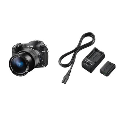 Sony Rx10 Iv Fotocamera Digitale Compatta, Sensore Da 1.0'', Nero & Sony ACC-TRW - Kit originale Batteria NP-FW50 + Caricabatterie BC-TRW per Fotocamere Sony Alpha