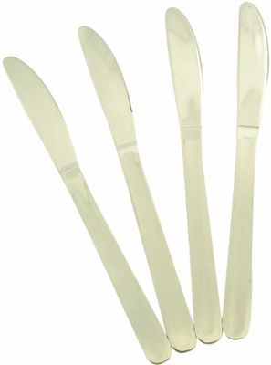 Chef Aid Dinner Knives, Set Of 4 Stainless Steel Dinner Table Cutlery Knives, Also ideal for Picnics and Parties, Stainless Steel With Rounded Edges, Dishwasher Safe, Silver