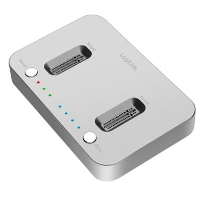 LogiLink QP0033 -, USB 3.2 (Gen 2) dockingstation 2-poort voor M.2 NVMe SSD, met offline kloon, kleur: zilver