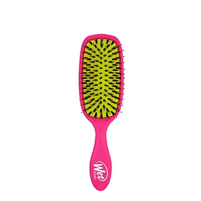 Wet Brush Shine Enhancer Brush with Soft Intelliflex and Natural Boar Bristles to Help Distribute Hairs Natural Oils without Breaking Hair, Pink