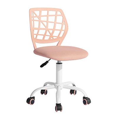 FurnitureR Färgglad skrivbordsstol, modern justerbar design datorsits, svängbar armlös stol, barnrum, hemmakontor task stol, persika rosa