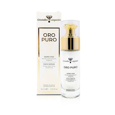 Serum do twarzy z ultra-mocnym kwasem hialuronowym I koloidalne złoto 20 Ppm Pure 100% Organic I Przeciwzmarszczkowy, przeciw plamom i przeciwstarzeniowy 30 ML Made In Italy