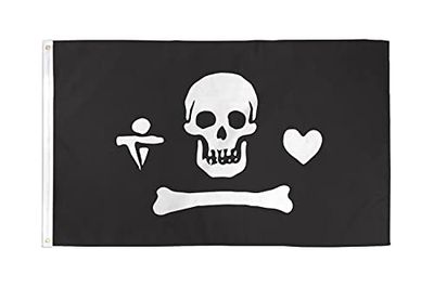 AZ FLAG - Drapeau Pirate Stede Bonnett - 90x60 cm - Drapeau Corsaire Tête De Mort 100% Polyester Avec Oeillets Métalliques Intégrés - Pavillon 50 g