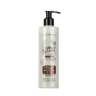Thader Pharma Crème de fixation revitalisante pour boucles sans rinçage Custard Curly Care, idéale pour les cheveux bouclés ou ondulés, 300 ml