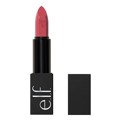 e.l.f. O Face Satin Lipstick, Richly Pigmented, Nourishing & Long-Lasting Creamy Lipstick, Infused With Jojoba, Vegan & Cruelty-Free, Pleased