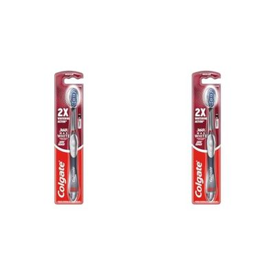 Colgate 360 Max White Sonic Power Medium Toothbrush, Whitening Toothbrush with Medium Bristles (Pack of 2)