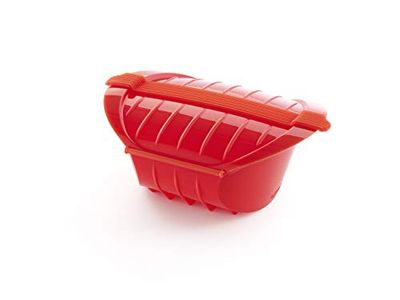 Lékué Estuche Vapor hondo de silicona platino, Rojo, 1-2 personas