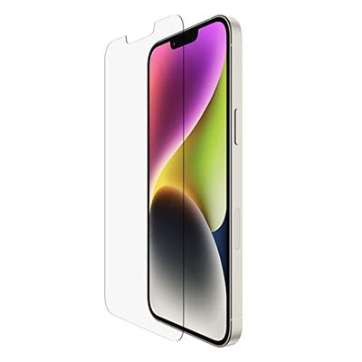 Belkin iPhone 14-, 13- en iPhone 13 Pro-screenprotector, UltraGlass, met antimicrobiële coating, eenvoudige luchtbelvrije bevestiging met meegeleverd bevestigingsframe