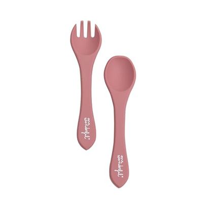 Mr. Wonderful - Couverts en silicone pour bébé - Rose - Sans BPA, PVC, plomb ni phtalates - Compatibles avec le lave-vaisselle