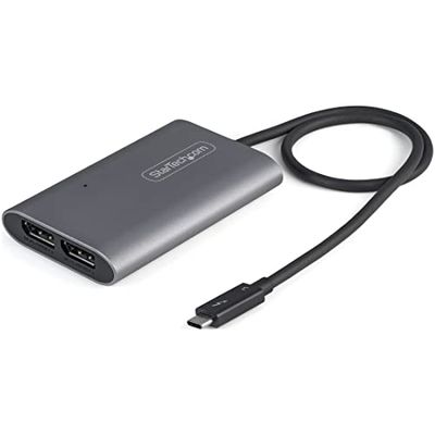 StarTech.com Adaptateur Thunderbolt 3 vers Dual DisplayPort DP 1.4 - Adaptateur Thunderbolt 3 vers Double 4K 60Hz DP ou Single Vidéo 8K/5K - TB3 vers Double Écran DisplayPort - Mac/Windows (TB32DP14)