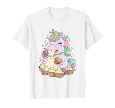 Un unicorno che si gode una cucina con bacchette per ravioli Maglietta