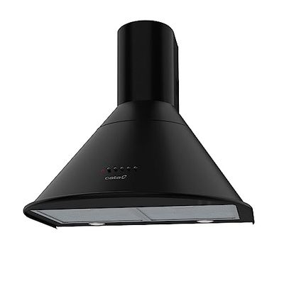 Cata Campana Extractora de pared Q-7760 BK con 3 Niveles de Extracción Panel de Control Mecánico Motor M3R Extra Silencioso Iluminación LED Sistema de Fácil Instalación Ancho 60 cm Color Negro