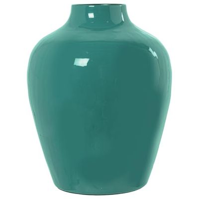 JARRÓN METAL ESMALTADO VERDE_°21X28CM