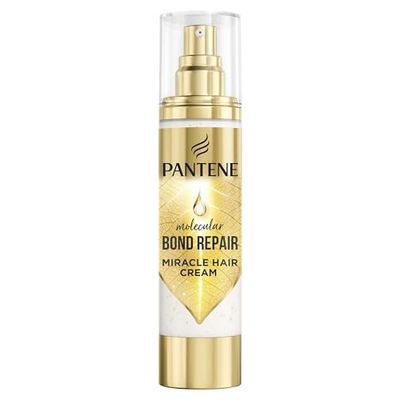Pantene Molecular Bond Repair Leave In Cream 90ml, Hair Treatment With Pro-V Concentrated Formula For All Types Of Damaged Hair, Nourishes, Strenghtens And Soften Hair, Repairs Split Ends