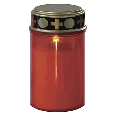 EMOS LED Grave Candle, Grave Light with Twilight Sensor, IP44 Waterproof, Red Battery-Operated, 10,000 Hours, 7 x 12.5 cm DCCV20