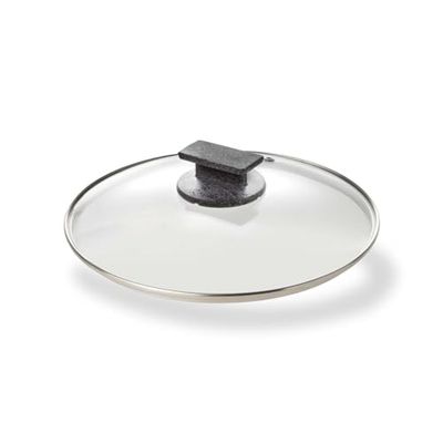 Lid for Pots and Pans with Vent Hole - Glass Lid, Soft Touch Athermic Handle, Perfect Close, 32 cm, Made in Italy