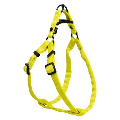 JACK AND VANILLA, Arnés ergonómico de Nailon Amarillo para Perro, Ajustable, Ligero y Duradero, con excelente Visibilidad para Paseos en Seguridad, Talla M, 20 x 45 – 66 cm, Modelo Comfort