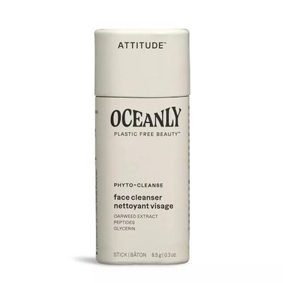 ATTITUDE Oceanly Face Cleanser Stick, EWG Verified, Plastic-free, Plant and Mineral-Based Ingredients, Vegan Skin Care Products, PHYTO CLEANSE, Unscented, 8.5 grams