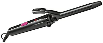 Rowenta CF2119 Ferro Arricciacapelli, 16 mm, Riccioli Solidi, Rivestimento in Ceramica, Calore Delicato, Punta Fredda, Cavo Girevole a 360°, Uso Sicuro, Nero/Rosso