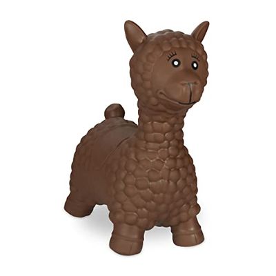 Relaxdays Animal Sauteur en Forme de Lama, avec Pompe à air, 3 Ans et Plus, sans BPA, Jouet Gonflable, Marron
