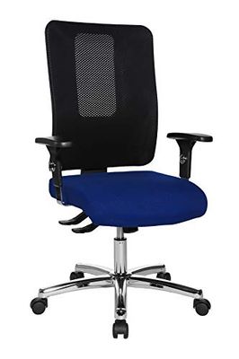 Topstar Open X (N) Chroom Bureaudraaistoel, Stoffen Bekleding, Blauw Zwart, 58 x 60 x 128 cm