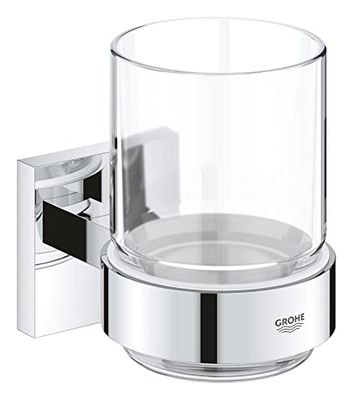 Grohe Start Cube QuickFix - Portacepillos con soporte, cromo, para pegar (pegamento QuickGlue A1) o atornillar, ref. 41097000