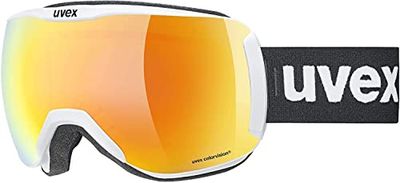 Uvex Downhill 2100 Cv - Masque de Ski pour Hommes et Femmes - à Contraste Élevé - Sans Distorsion et Anti-Buée - White Matt/Orange-Green - One Size
