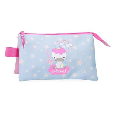 Roll Road I Am a Unicorn Triple Pencil case Blue 22x12x5cm Polyester, Blue, Triple Case