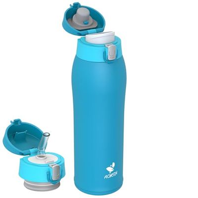 AORIN Botella Agua Acero Inoxidable 18/8, 750ml Botella Agua Niños, Botella Termica Anti-Fugas, Botella Gimnasio,Fácil de Abrir, Termo sin BPA para Deportes, Exterior, Viajes y Escuela