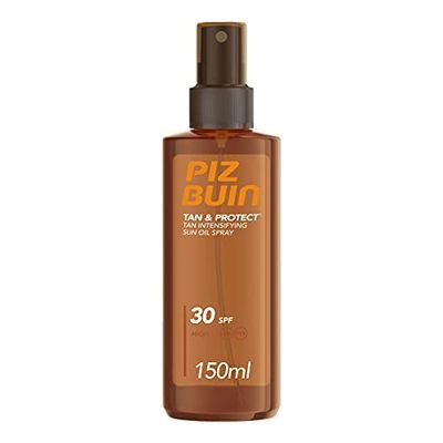 PIZ BUIN Tan & Protect Olio Spray Solare Intensificatore dell'Abbronzatura SPF 30, Olio abbronzante corpo spray con Illumitone, Protezione solare 30 con filtro solare UVA/UVB, 150 ml