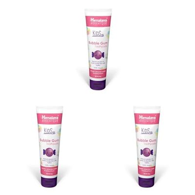 Himalaya Botanique Kids Toothpaste | Bubble Gum Flavor | Reduces Plaque and Makes Teeth Stronger | Increases Teeth-Gum Grip | Fluoride free, vegan & gluten free- 80g (Paquete de 3)