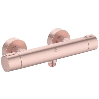 Ideal Standard - Alu+, Rubinetto esterno doccia termostatico, Miscelatore doccia in alluminio con funzione termostatica, Corpo dotato di tecnologia Cool Body antiscottature e tasto EKO, Rosé