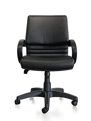 Kangaro Bureaustoel Leanna zwart leer K-850550, metaal, verstelbaar