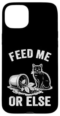 Feed Me Or Else Plante pour Chat Chaton Plantes Amoureux des chats Coque pour iPhone 15 Plus
