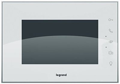 Legrand Porta-moedas de vídeo 369235, monitor de vídeo, intercomunicador, interior, 7 polegadas, monitor de cores, tátil, mãos livres, ampliar (369220) para 2 de família em casa, branco