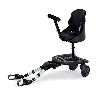 Asalvo BUGGY BOARD Scooter met zitje voor kinderwagen, buggyplank met zitting, universeel buggyboard voor het tweede kind, accessoires voor kinderen van 1 tot 7 jaar (25 kg)