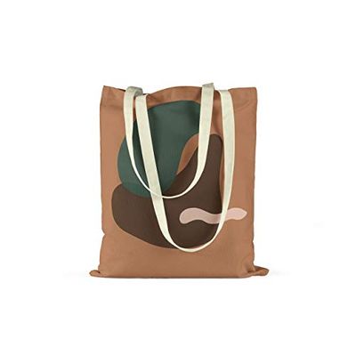 Bonamaison Printed Tote Bag, Reusable Grocery Bag, Shopping Bag, Machine Washable, Foldable, Canvas Cloth Bag with Handles, 48x55 Cm