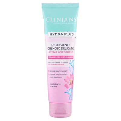 CLINIANS | Hydra Plus Active Anti-Stress Crème nettoyante visage, Dermatologiquement testé, Nettoie Délicatement, Made in Italy, 150 ml
