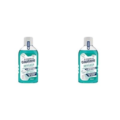 Pasta del Capitano, Collutorio Antiplacca, Collutorio Quotidiano Senza Alcool, Esercita un'Efficace Azione Antiplacca, Con Antibatterico, 100% Made in Italy, Flacone da 400 ml (Confezione da 2)