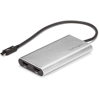 StarTech.com Adaptador Gráfico Thunderbolt 3 a Doble HDMI, 4K 60Hz, Compatible con Mac y Windows, USB C a HDMI, USB Tipo C