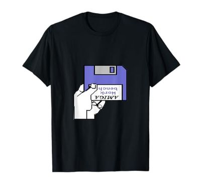 Amiga Workbench Inserire il disco Retro Computer Maglietta